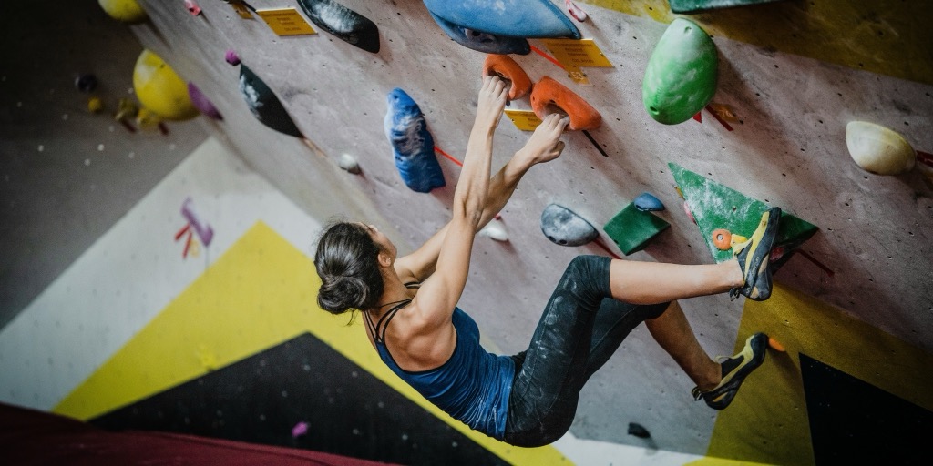 Climber on a training wall